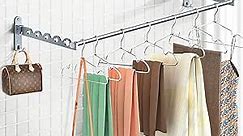 ZMYCJ Clothes Drying Rack Clothing Laundry Room Organization Organizer Wall Mounted Mount Folding Retractable Hanger Dryer Clothes Rack with 3 Closet Hanging Rods for Laundry Hanging Drying Clothes