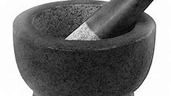 ChefSofi Mortar and Pestle Set - Black Polished Exterior - 6 inch - 2 Cup Capacity