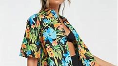 Topshop tropical resort poplin shirt in multi | ASOS