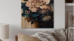 Designart 'Deep Pink Camellia Floral Design II' Floral Camellia Wood Wall Art - Natural Pine Wood - Bed Bath & Beyond - 37860485