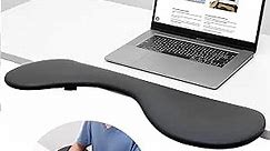 Eulps Ergonomic Forearm Support Clamp-on Leather Elbow Armrest Pad Ergonomic Desk Extender for Home and Office, Easy Typing & Pain Relief (Black)