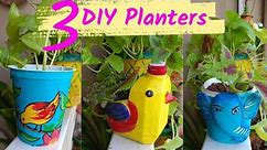 3 DIY Planters from waste plastic container # Bird planter #diy planters garden Decor idea