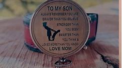 WOANIN Son Gifts to My Son Compass/Personalized Compass with Leather Case/Gift for Son/to My Son Gifts/Mom to Son Gift (Mom to Son)