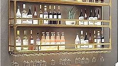 Bar Shelves Wall Mounted,Led Liquor Bottle Display Shelf,Wine Display Storage Rack,Wine Rack Wall Mounted with Wine Glass Holder,Bar Floating Wine Bottle Rack,for Home,Restaurant,Bars,Kitchen (Color