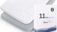 Mini Crib Sheets Fitted 38" x 24"- Compatible with Dream On Me, Babyletto, Davinci & Delta Mini Crib Mattress Pad, Stretchy Soft Mini Crib Sheets Neutral for Baby Boy Girl, Grey & White Star - 2 Pack