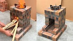 Build An Outdoor Wood Stove From Red Bricks And Cement