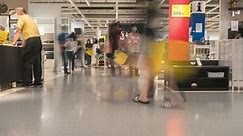 Bangkok /thailand July 27 2020:Ikea Bangna branch in Thailand with group crowd of people with mask face protection new normal lifestyle shopping after lock down is over in bangkok