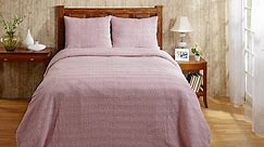 Better Trends Natick Collection in Wavy Channel Stripes Design 100% Cotton Tufted Chenille, Twin Bedspread, Pink