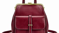ECOSUSI Leather Backpack Purse for Women, Small Mini Backpack Handbags Travel Casual Ladies Shoulder Bag, Fashion Style, Girls, Wine Red