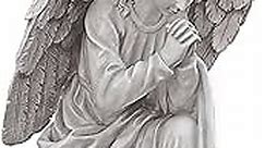 Design Toscano DB24728 Praying Basilica Angel Kneeling Outdoor Garden Statue, 26 Inch, Antique Stone