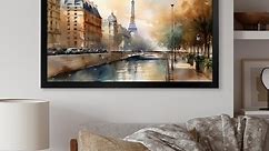 Designart "Beautiful Pastel Paris Scenery" City Paris Framed Canvas Prints - Bed Bath & Beyond - 38156452