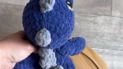Ready to Ship - Crochet Navy Blue & Grey Dinosaur Snuggler/Lovey