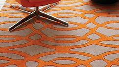 Tapis design orange et taupe en laine par Joseph Lebon