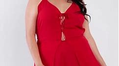 🔥 Plus Size Red Maxi Lace Up Romper... - Style Your Curves