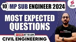 MP Sub Engineer 2024 Civil Engineering | Most Important Questions | By Vaibhav Sir