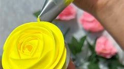I made yellow rose flower again #rose #viral #shorts #reels #foryoupage #trendingreels #followers #instagram #fyp | Afp Cake