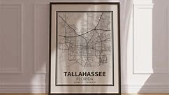 Tallahassee Florida Map Print, Tallahassee Map Print Poster Canvas, Tallahassee Florida City Street Map, Tallahassee Florida City Street Map