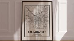 Tallahassee Florida Map Print, Tallahassee Map Print Poster Canvas, Tallahassee Florida City Street Map, Tallahassee Florida City Street Map