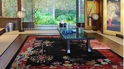 Hand Tufted Floral New Zealand Wool Chinese Art Deco Area Rug Black - Bed Bath & Beyond - 39461703