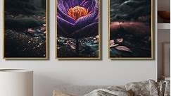 Designart "A Blooming Crocus Flower In Winter I" Floral Crocus Framed Canvas Art Print - 3 Panels - Bed Bath & Beyond - 37896618