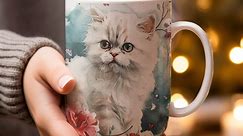 Cute Persian Cat Mug, Watercolor Cat Art, Adorable Cat Lovers Gift, Unique Feline Design, Animal Art Mug, Handcrafted Pet Lovers Mug A49 - Etsy