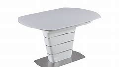Somette Charlie Extendable White Glass Table with Stainless Steel Base - Bed Bath & Beyond - 20250553