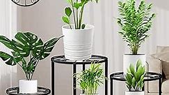 5 Pack Metal Plant Stand for Outdoor Indoor Plants, Heavy Duty Flower Pot Stands for Multiple Plant, Rustproof Iron Round Shelf for Planter, Potted Plant Holder for Garden Home (Black)