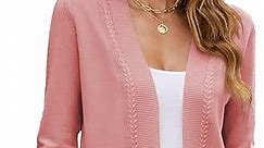 Stiehiok Women's Cropped Cardigan Sweater 3/4 Sleeve Open Front Bolero Shrug Sweaters Soft Cotton Knit Jacket Top