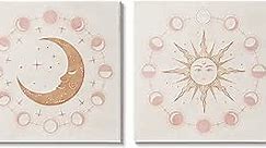 Celestial Sun Moon Phases Astrology Illustration,Design by Nina Blue