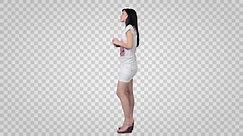Brunette Girl in white shirt and short skirt. Side view. Footage with alpha channel. File format - mov. Codeck - PNG+Alpha Use these footage to combine with other people footage to make crowd effect
