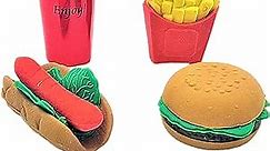 Colorful Fast Food Junk Food 3D Pull Apart Erasers (Set of 12) Mini Burgers, Fries, Hot Dogs, Drinks. Assorted.