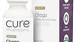 CURE MUSHROOMS USDA Organic Chaga Extract - Supports Vitality, Healthy Aging, Immunity & Healing - All Natural Mushroom Supplement - Lab Tested - No Fillers - Vegan - 30 Servings