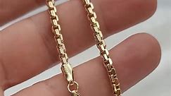 14K Box Real Gold Chain Bracelet - Solid 14K Gold 7.5"- 8.5"- 3.5mm wide Box Bracelet - 14K Gold Bracelet for Him/Her, Birthday Gift!