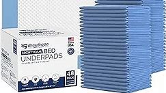 Pads for Beds for Incontinence Adults - Underpads Reposition Rated to 375LB Capacity, 24 Hr No Odor - Softest USA Made Hospital Grade Anti Bunch Absorbent Leak Protector Urine Pee Pads 48-Pack