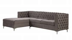 ACME Sullivan Sectional Sofa in Gray Velvet - Bed Bath & Beyond - 33417276