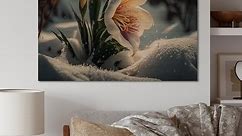Designart 'A Blooming White And Purple Lily Flower In Winter III' Floral Lily Wood Wall Art - Natural Pine Wood - Bed Bath & Beyond - 37860247