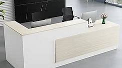Modern Wooden Reception Desk with Counter - Lockable Drawers, Stylish Front Desk Reception Counter for Salon, Office, Retail Checkout & Lobby ( Color : Gray wood color-A , Size : 63x23.62x41.34 in )