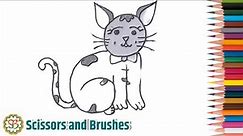Cute Cat easy drawing tutorial for beginners and kids| Scissors and Brushes