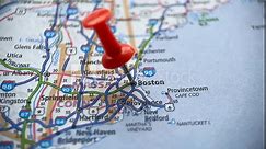 Boston, Pin On The USA Road Map, Dolly Shot, 29 May 2024