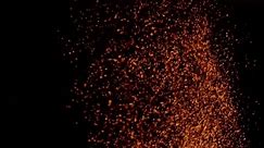 Hot Columns Of Fire Embers Flashing And Flying In 4K Relaxing clip of fire embers. Hot columns of fire embers flashing and flying. Ideal for special effects in your projects or particles.