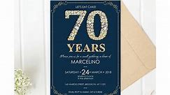 70th Diamond Birthday invite for Men, an Invitation Template by DreamsClipArt
