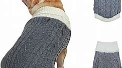 Dog Sweaters with Leash Hole Turtleneck Knitted Dog Sweaters Soft and High Stretch Puppy Sweaters for Fall Winter, Pet Clothes for Dogs and Cats (Grey,XL)