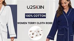U2SKIIN Towel Robe for Women Long, Soft 100% Cotton Robe Women Terry Cloth Spa Bathrobe Lightweight after Shower