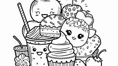 Coloring Page Bundle Cute Coloring Pages Sweet Treats PNG Coloring Printables Page for Kids and Adults - Etsy