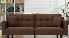 AVAWING 74" Modern Tufted Convertible Futon Sofa Bed with 2 Pillows - Bed Bath & Beyond - 39788195