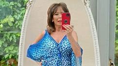 Gorgeous Blue ombre, cheetah print , maxi kaftanin georgette. Free size Crystal decorated NOW £110.00 | Kaftan Heaven