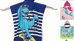 Dinosaur Beach Towel with Hood for 3-10 Years Boys and Girls Hooded Towels Bath Robe for Kids with Drawstring Bag