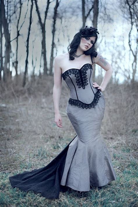 Refined details and a gentle lace emphasize on the elegance of gothic. Mermaid Wedding Dress Goth Bridal Gown Unique Gothic ...