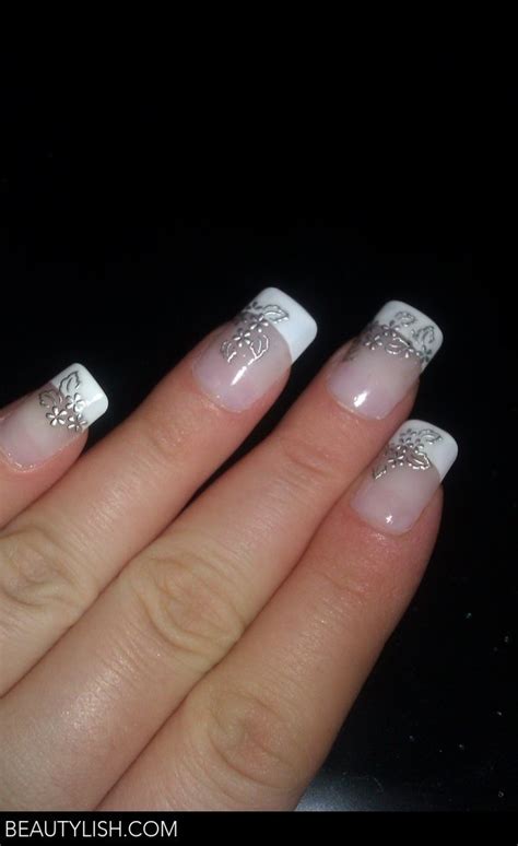 Love getting a fresh manicure? French manicure with silver print | Vergil N.'s Photo ...