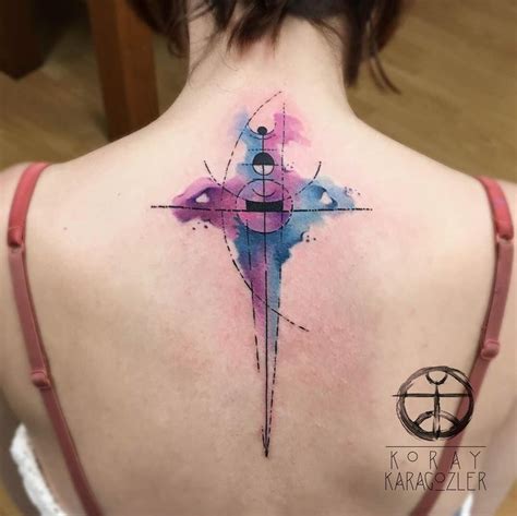 Our tattoo artists specialize in a variety of contemporary tattoo styles, including watercolor tattoos, abstract/graphic tattoos, dot work tattoos and black and grey realism tattoos. Watercolor tattoo - Watercolour Geometric Abstract Spine ...